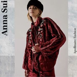 FREE PEOPLE BY ANA SUI DOLMAN EMBROIDERED JACKET IN WINE AND ROSE SP NWT